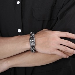 Pulsera Vintage De Titanio Con Cabeza De León Para Hombre