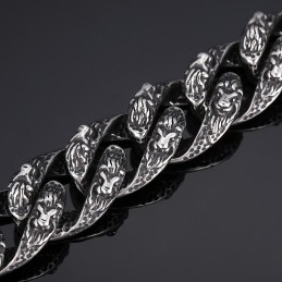 Pulsera Vintage De Titanio Con Cabeza De León Para Hombre