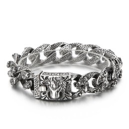 Pulsera Vintage De Titanio Con Cabeza De León Para Hombre