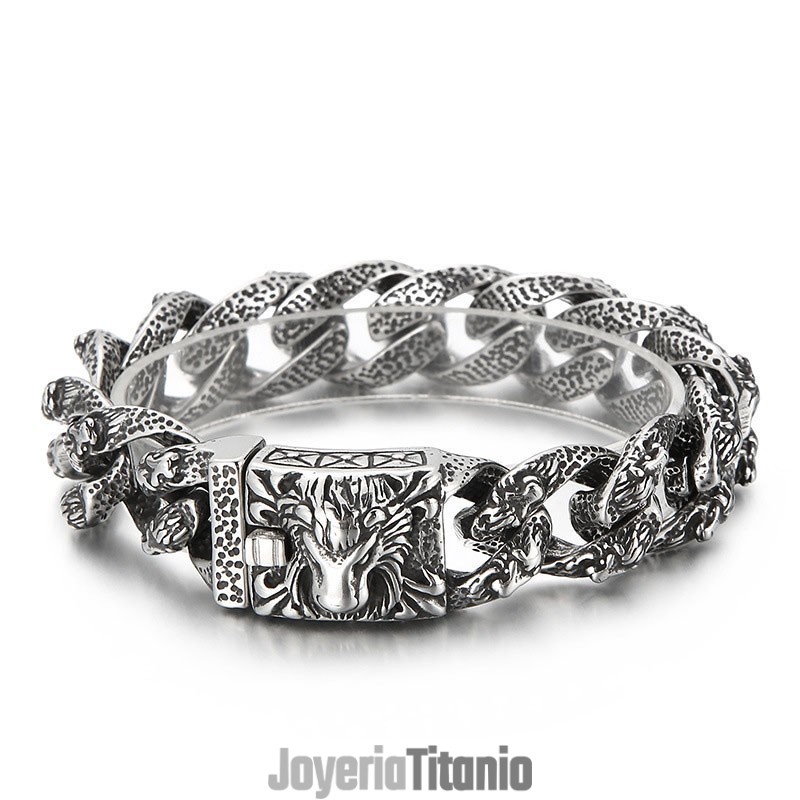 Pulsera Vintage De Titanio Con Cabeza De León Para Hombre Pulsera Vintage De Titanio Con Cabeza De León Para Hombre