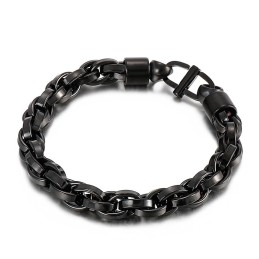 Pulsera De Titanio Con Cierre De Cadena Torcida Ovalada Y Letras Del Día Para Hombre