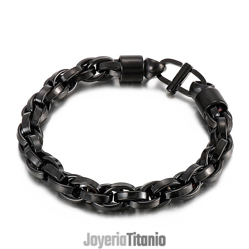 Pulsera De Titanio Con Cierre De Cadena Torcida Ovalada Y Letras Del Día Para Hombre Pulsera De Titanio Con Cierre De Cadena Torcida Ovalada Y Letras Del Día Para Hombre