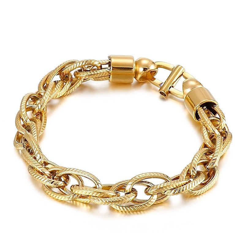 Collar Ovalado Con Cierre De Sol Y Pulsera De Titanio Para Hombre