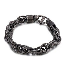 Collar Ovalado Con Cierre De Sol Y Pulsera De Titanio Para Hombre