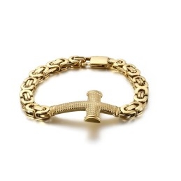 Pulsera De Titanio Con Cadena Cruzada Para Hombre, Popular En La Moda Urbana