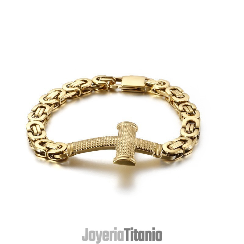 Pulsera De Titanio Con Cadena Cruzada Para Hombre, Popular En La Moda Urbana