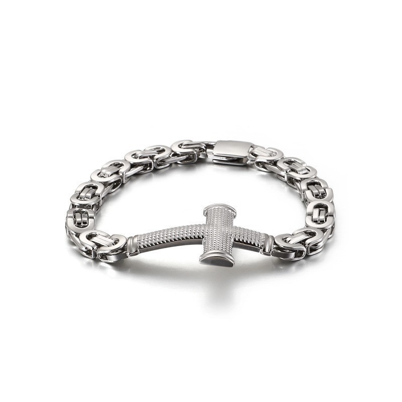 Pulsera De Titanio Con Cadena Cruzada Para Hombre, Popular En La Moda Urbana. Pulsera De Titanio Con Cadena Cruzada Para Hombre, Popular En La Moda Urbana.
