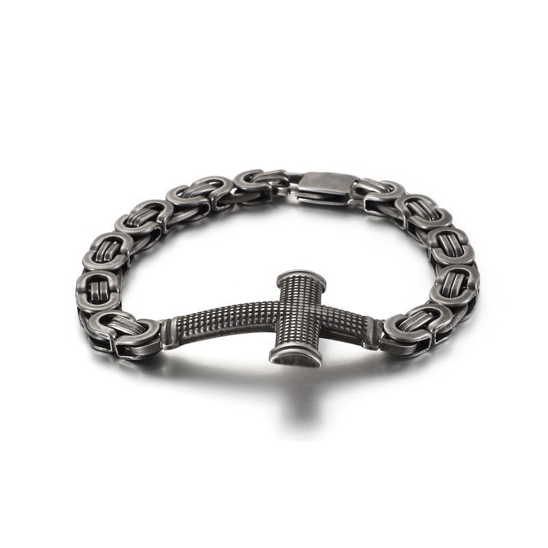Pulsera De Titanio Con Cadena Cruzada Para Hombre, Popular En La Moda Urbana. Pulsera De Titanio Con Cadena Cruzada Para Hombre, Popular En La Moda Urbana.