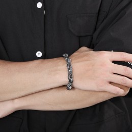 Pulsera De Titanio Para Hombre, Estilo Retro, Nueva Y Popular, Con Diseño De Tirador De Mano Negro.