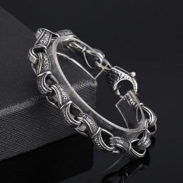 Pulsera De Titanio Para Hombre, Estilo Retro, Nueva Y Popular, Con Diseño De Tirador De Mano Negro.