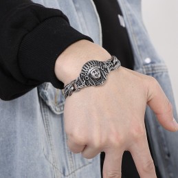 Nueva Pulsera De Titanio Para Hombre Con Diseño De Jefe Moderno Y Retro De Joyería De Fundición