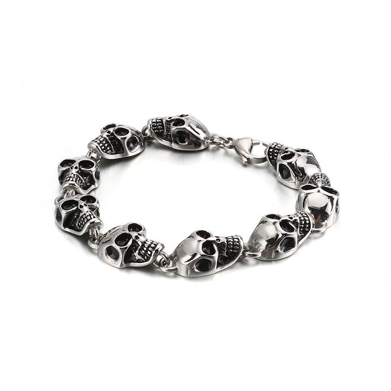 Pulsera De Titanio Con Calavera Exagerada Para Hombre