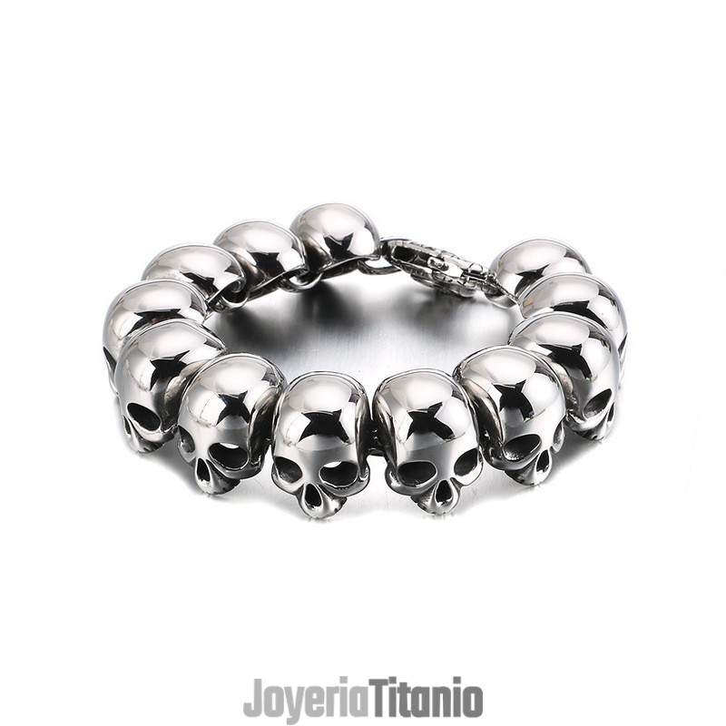 Pulsera De Titanio Con Calavera Genial Para Hombre