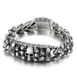 Pulsera Vintage De Titanio Con Calavera De Roca Para Hombre