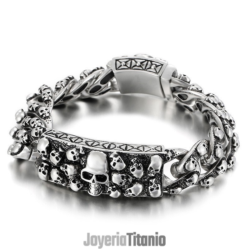 Pulsera Vintage De Titanio Con Calavera De Roca Para Hombre Pulsera Vintage De Titanio Con Calavera De Roca Para Hombre