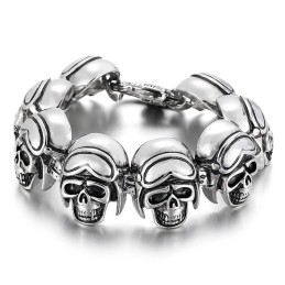 Pulsera Vintage De Titanio Con Calavera De Roca Para Hombre