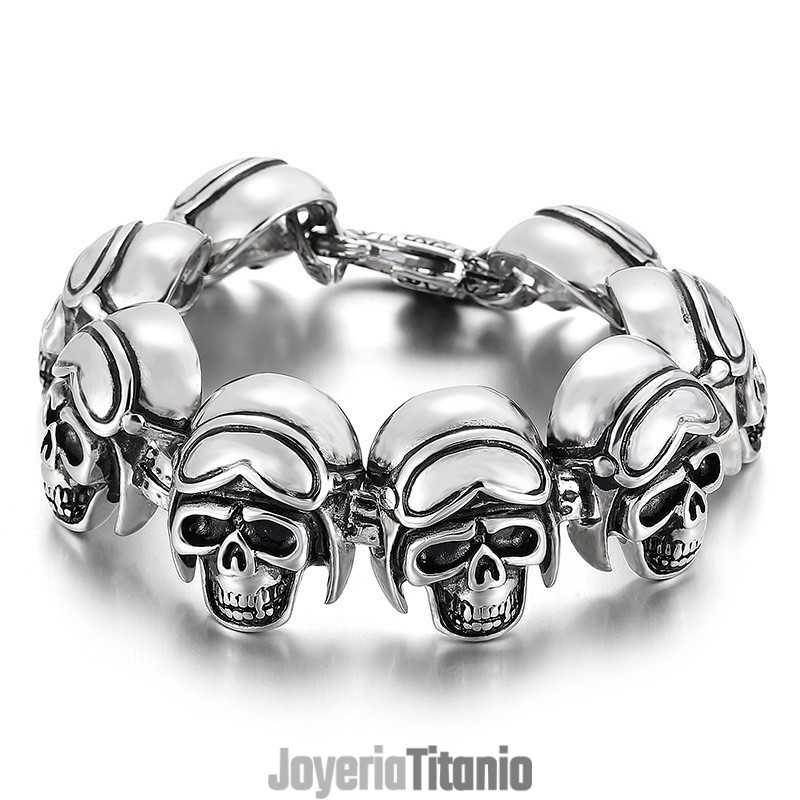Pulsera Vintage De Titanio Con Calavera De Roca Para Hombre Pulsera Vintage De Titanio Con Calavera De Roca Para Hombre
