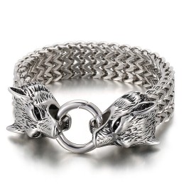 Pulsera Elegante Y Moderna Con Cabeza De Lobo De Titanio