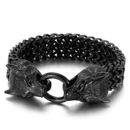 Pulsera Elegante Y Moderna Con Cabeza De Lobo De Titanio
