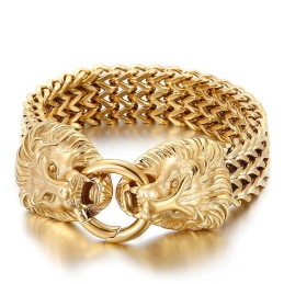 Pulsera Elegante Y Moderna Con Cabeza De León De Titanio