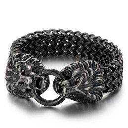 Pulsera Elegante Y Moderna Con Cabeza De León De Titanio