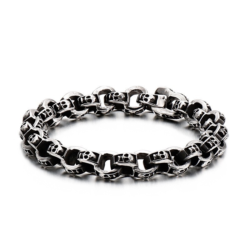 Pulsera De Calavera De Titanio, Elegante Pulsera De Motociclista Fantasma, Joyería De Titanio Pulsera De Calavera De Titanio, Elegante Pulsera De Motociclista Fantasma, Joyería De Titanio