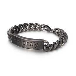 Pulsera De Oración Con Cruz De Titanio Con Símbolo Doblado Para Hombre, Joyería Vintage Popular
