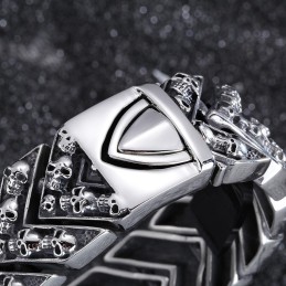 Pulsera De Titanio Con Calavera Grande, Moderna Y Elegante