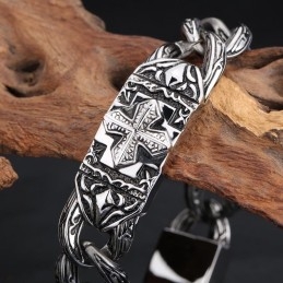 Pulsera De Titanio Con Diseño De Cruz De Joyería Retro De Moda
