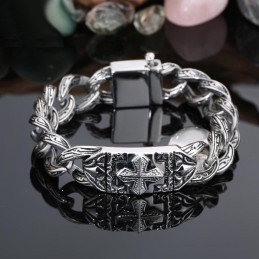 Pulsera De Titanio Con Diseño De Cruz De Joyería Retro De Moda