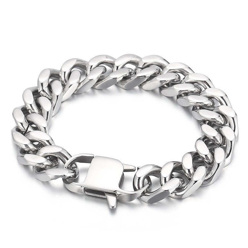 Pulsera De Titanio Para Hombre Con Cadena Cubana De Cuatro Lados Pulsera De Titanio Para Hombre Con Cadena Cubana De Cuatro Lados