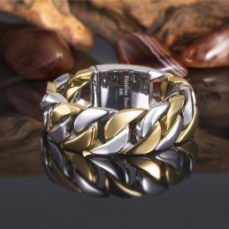 Pulsera Ancha De Titanio Chapada En Oro Para Hombre