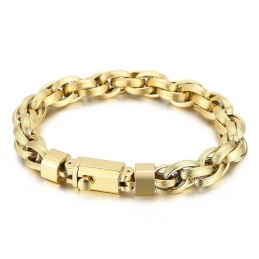 Pulsera De Hombre Con Doble Anilla Y Botón A Presión Con Chapado Al Vacío