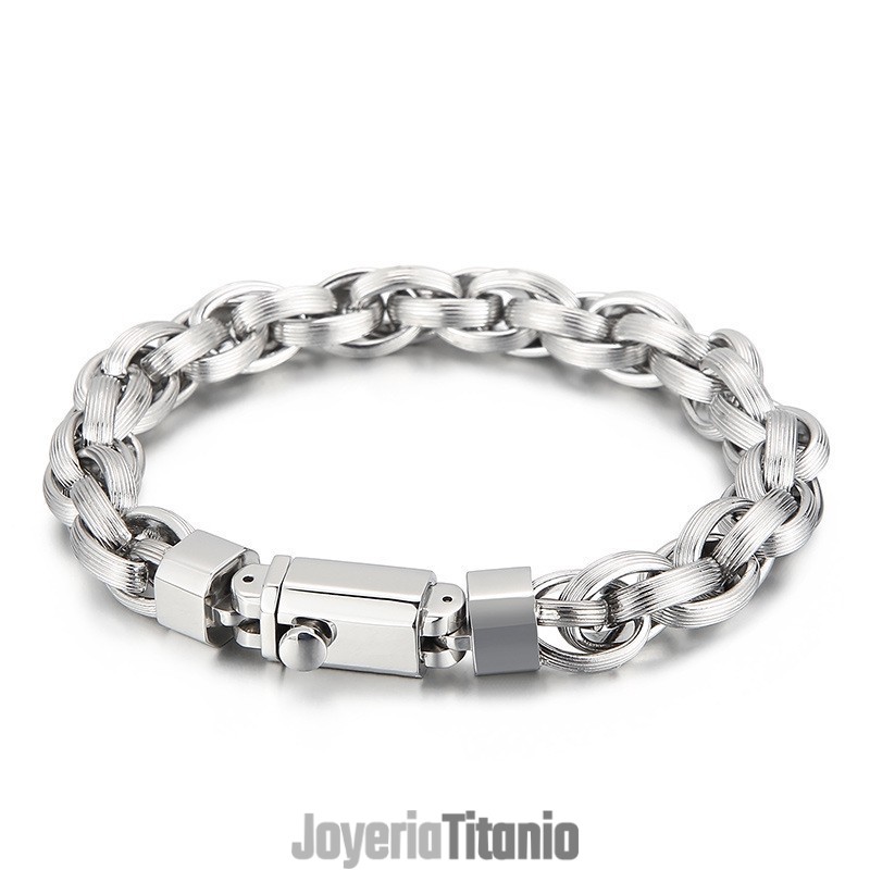 Pulsera De Moda Con Doble Anilla Y Botón A Presión Con Baño Al Vacío Para Hombre