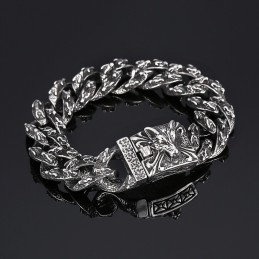 Pulsera De Titanio Con Cabeza De Lobo Estilo Chic Negro Retro Para Hombre