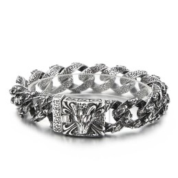 Pulsera De Titanio Con Cabeza De Lobo Estilo Chic Negro Retro Para Hombre