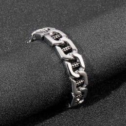 Pulsera De Titanio Para Hombre Con Diseño De Dados Huecos Y Puntos Con Agujeros
