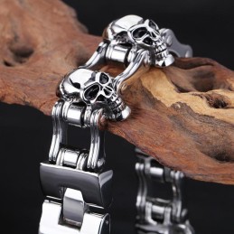 Pulsera De Motociclista De Titanio Con Calavera De Estilo Chic Para Hombre