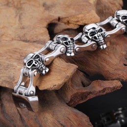 Pulsera De Motociclista De Titanio Con Calavera De Estilo Chic Para Hombre