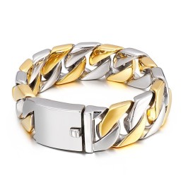 Pulsera De Titanio Con Cierre De Inserción Gruesa, Estilo Hip Hop, Chapada En Oro Para Hombre
