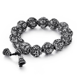 Joyería De Moda De Titanio Para Hombre Pulsera De Cuentas De Buda Con Seis Palabras De La Verdad Pulsera De Titanio