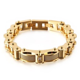 Pulsera De Titanio Con Cadena De Motociclista De Rock Para Hombre Con Diamantes