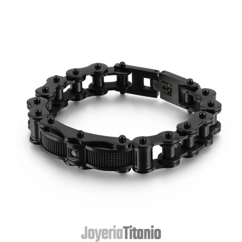Pulsera De Titanio Con Cadena De Motociclista De Rock Para Hombre Con Diamantes Pulsera De Titanio Con Cadena De Motociclista De Rock Para Hombre Con Diamantes