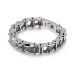 Pulsera De Titanio Con Cadena De Motociclista De Rock Para Hombre Con Diamantes
