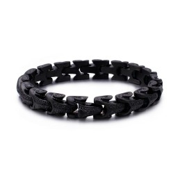 Pulsera De Titanio Negra Para Hombre Con Diseño De Escamas De Dragón