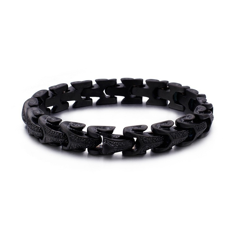 Pulsera De Titanio Negra Para Hombre Con Diseño De Escamas De Dragón Pulsera De Titanio Negra Para Hombre Con Diseño De Escamas De Dragón