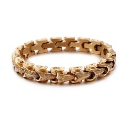 Pulsera De Titanio Con Diseño De Escamas De Dragón Para Hombre, Estilo Vintage, Chapada En Plata.