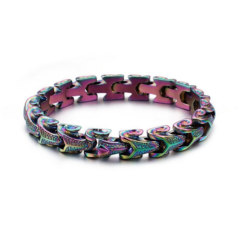 Pulsera De Titanio Con Escamas De Dragón Para Hombre, Estilo Vintage, Chapada En Plata.