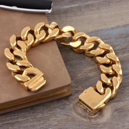 Pulsera De Titanio De Moda Para Hombre, Tipo Geométrico, Sección Gruesa.