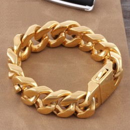 Pulsera De Titanio De Moda Para Hombre, Tipo Geométrico, Sección Gruesa.
